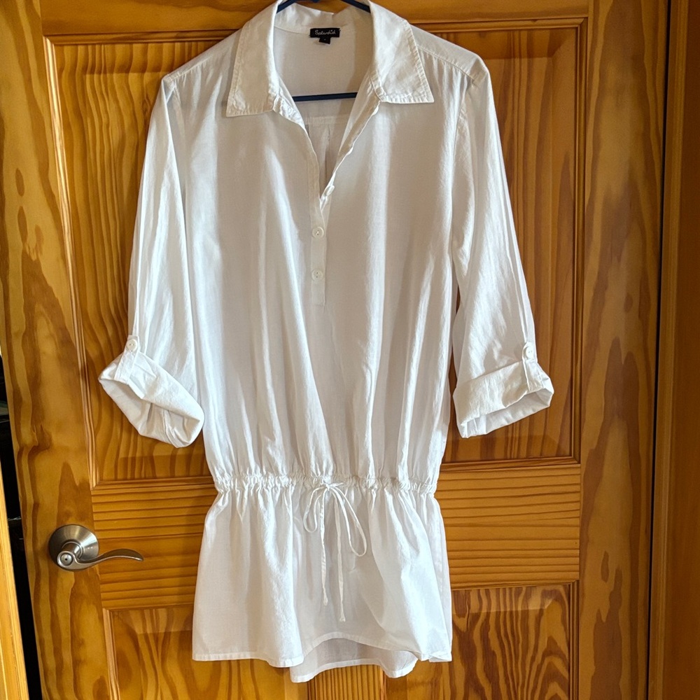 Splendid White Drawstring Tunic Top